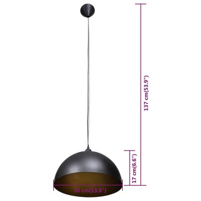 vidaXL 2 db fekete, állítható magasságú, félgömb mennyezeti lámpa