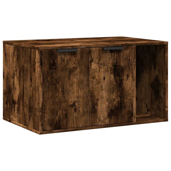 vidaXL füstös tölgy színű szerelt fa macskaalomdoboz 80 x 50 x 45 cm