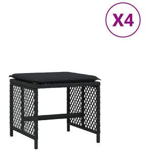 vidaXL 4 db fekete polyrattan kerti sz&eacute;k p&aacute;rn&aacute;val 41 x 41 x 36 cm