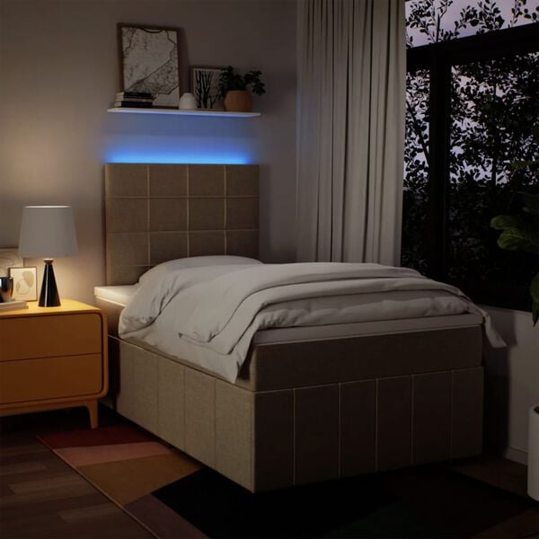 vidaXL krémszínű szövet rugós ágy matraccal 120 x 190 cm