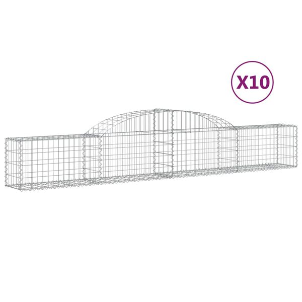 vidaXL 10 db íves horganyzott vas gabion kosár 300x30x40/60 cm