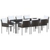 vidaXL Kert &eacute;tkező szett 9 pcs Barna &eacute;s fekete PE Rattan