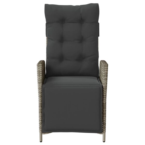 vidaXL szürke polyrattan dönthető kerti szék lábtartóval