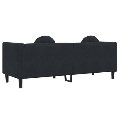 vidaXL fekete bársony 3 személyes kanapé párnákkal