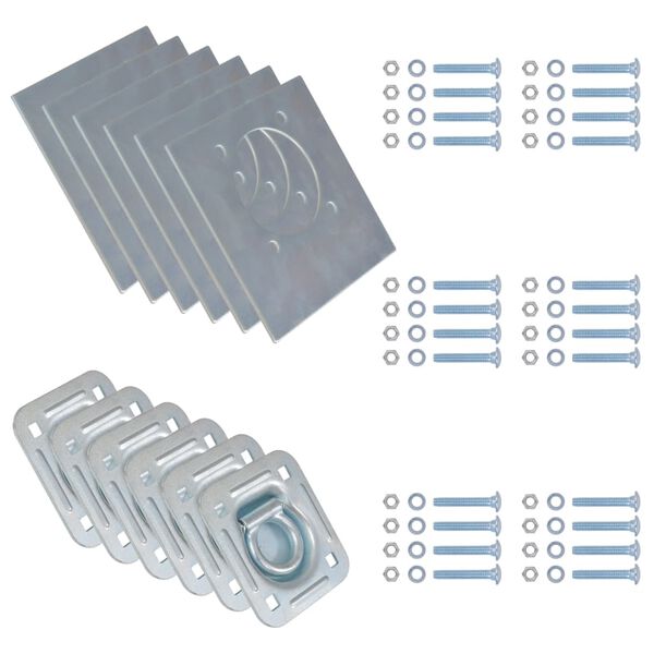 vidaXL 6 db horganyzott ac&eacute;l r&ouml;gz&iacute;tőgyűrű tr&eacute;lerhez 2000 kg