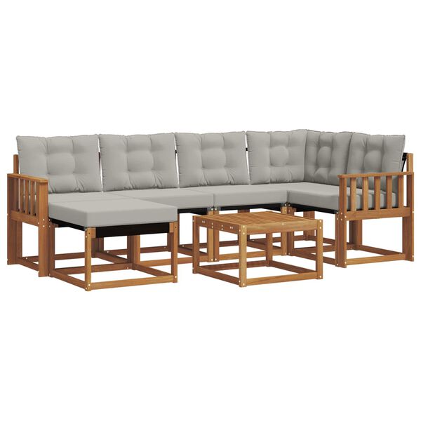 vidaXL K&uuml;lt&eacute;ri kanap&eacute; szett 7 pcs Term&eacute;szetes &eacute;s Vil&aacute;gossz&uuml;rke