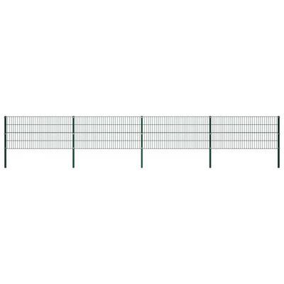 vidaXL zöld vas kerítéspanel oszlopokkal 6,8 x 0,8 m