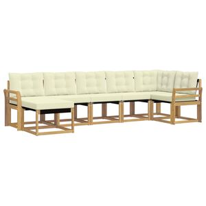 vidaXL K&uuml;lt&eacute;ri kanap&eacute; szett p&aacute;rn&aacute;val 7 pcs Feh&eacute;r &eacute;s Kr&eacute;m sz&iacute;nű