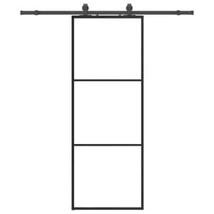 vidaXL fekete ESG &uuml;veg tol&oacute;ajt&oacute; f&eacute;mszerelv&eacute;ny-szettel 76x205 cm