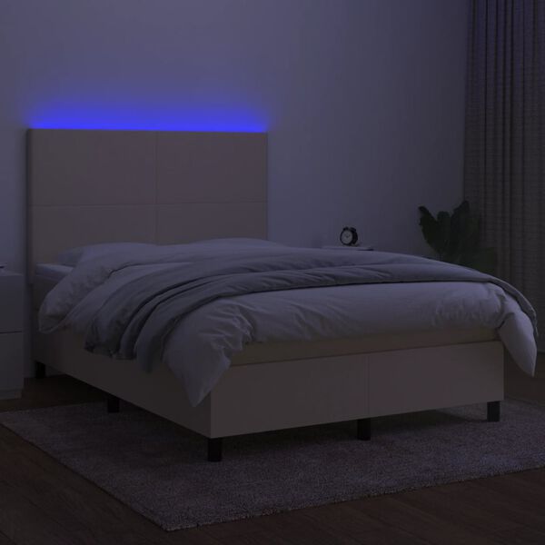 vidaXL kr&eacute;msz&iacute;nű sz&ouml;vet rug&oacute;s &eacute;s LED-es &aacute;gy matraccal 140x190cm