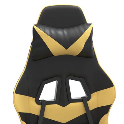 vidaXL fekete és aranyszínű műbőr forgó játékszék lábtartóval