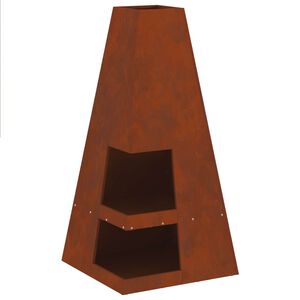 vidaXL Tűzgy&uacute;jt&oacute; t&aacute;l Rozsd&aacute;s 50 x 50 x 100 cm Időj&aacute;r&aacute;s&aacute;ll&oacute; Ac&eacute;l