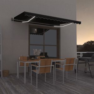 vidaXL antracitsz&uuml;rke sz&eacute;l&eacute;rz&eacute;kelős &eacute;s LED-es napellenző 400x350 cm
