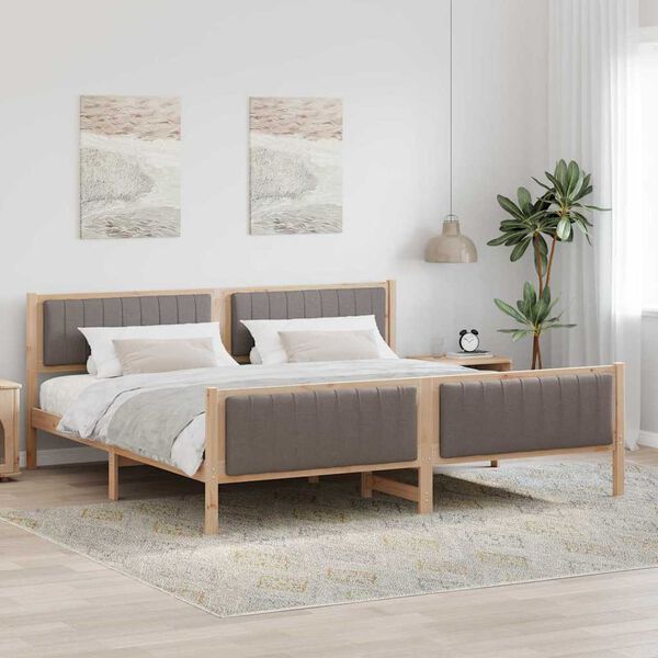vidaXL &Aacute;gykeret fejt&aacute;ml&aacute;val Barna &eacute;s taupe 200 x 200 cm T&ouml;m&ouml;r fenyőfa