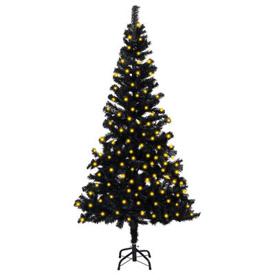 vidaXL fekete PVC megvilágított műkarácsonyfa állvánnyal 150 cm