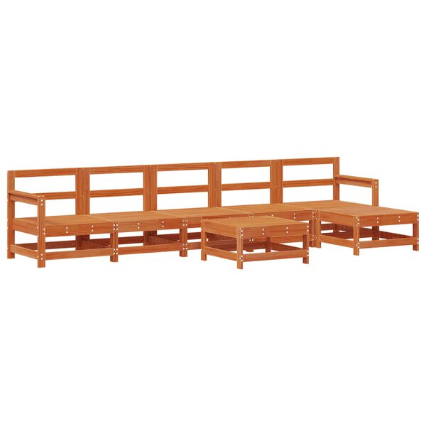 vidaXL Kerti lounge szett 7 pcs Viaszbarna T&ouml;m&ouml;r fenyő