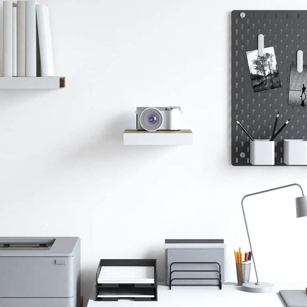 vidaXL t&ouml;lgysz&iacute;nű &eacute;s feh&eacute;r MDF lebegő fali polc 23 x 23,5 x 3,8 cm