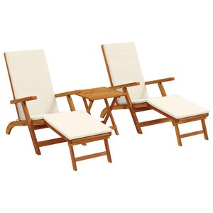 vidaXL F&uuml;ggő&aacute;gy &eacute;s &ouml;sszecsukhat&oacute; napoz&oacute;&aacute;gy 3 db T&ouml;m&ouml;r Ak&aacute;cfa Kr&eacute;mfeh&eacute;r