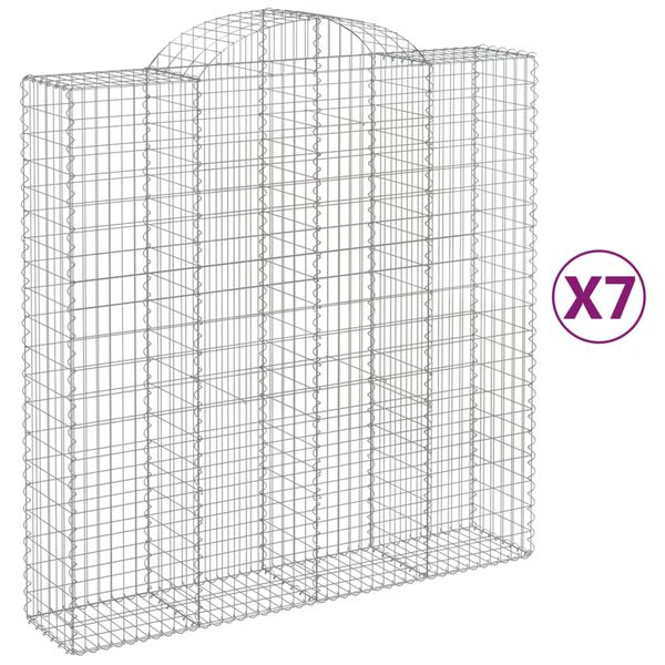 vidaXL 7 db íves horganyzott vas gabion kosár 200x50x200/220 cm