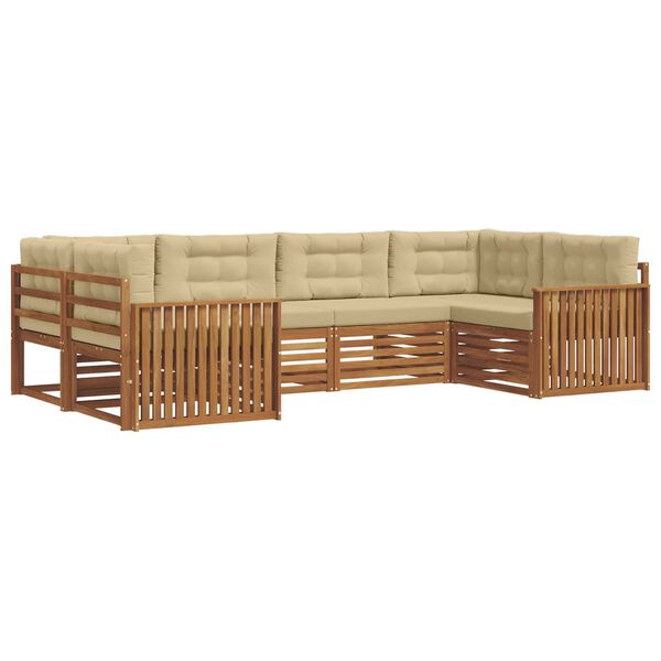 vidaXL &Uuml;lőgarnit&uacute;r&aacute;k p&aacute;rn&aacute;val 6 pcs Term&eacute;szetes &eacute;s b&eacute;zs T&ouml;m&ouml;r Ak&aacute;cfa