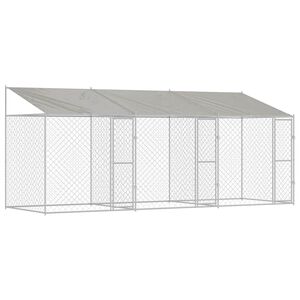 vidaXL Kutya ketrec tetővel Ez&uuml;st 600 x 200 x 256 cm Ac&eacute;l &eacute;s PE