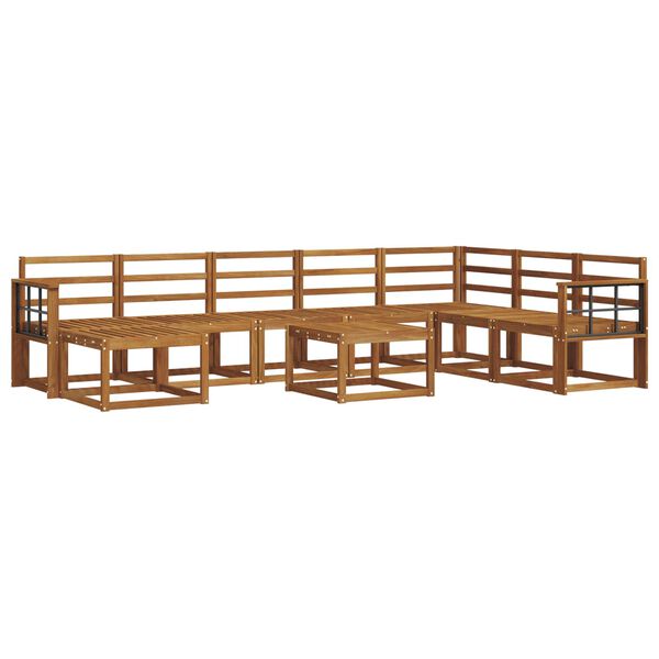 vidaXL K&uuml;lt&eacute;ri kanap&eacute; szett 9 pcs Term&eacute;szetes T&ouml;m&ouml;r Ak&aacute;cfa