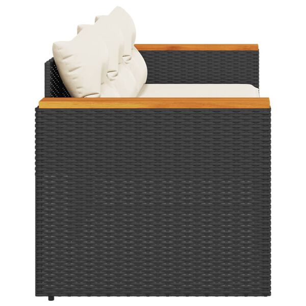 vidaXL fekete 3 személyes polyrattan kerti kanapé párnákkal