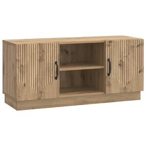 vidaXL TV szekr&eacute;ny 102 x 34,5 x 47 cm K&eacute;zműves T&ouml;lgy Szerelt Fa