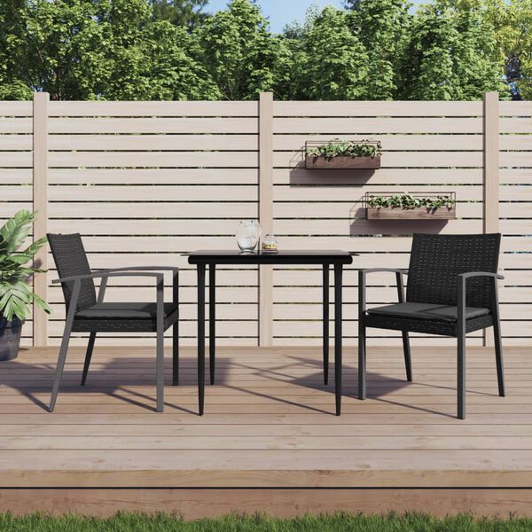vidaXL 2 db fekete polyrattan kerti sz&eacute;k p&aacute;rn&aacute;val 56,5 x 57 x 83 cm