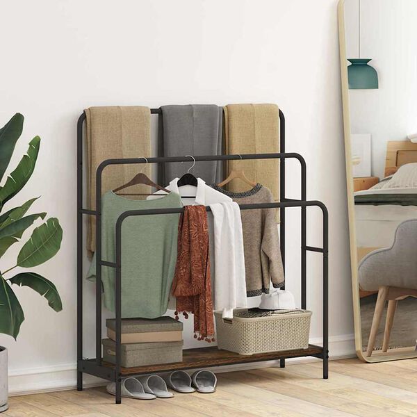 vidaXL Ruhasz&aacute;r&iacute;t&oacute; polcokkal F&uuml;st&ouml;lt t&ouml;lgy 90 x 30 x 100,5 cm Faanyag