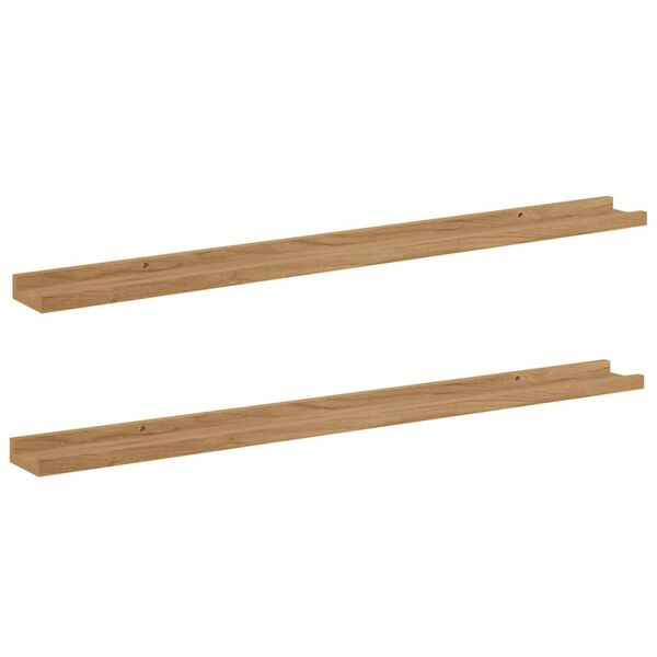 vidaXL Falpolc polcokkal t&aacute;rol&oacute;val 2 pcs Barna 100 x 9 x 3 cm Faanyag