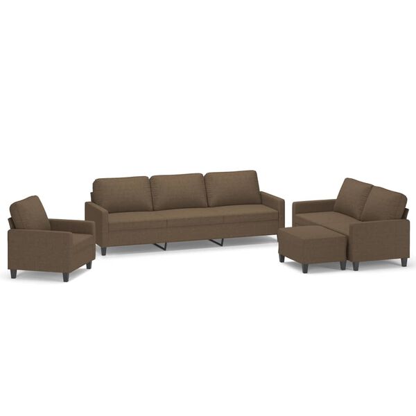 vidaXL 4 r&eacute;szes barna sz&ouml;vet &uuml;lőgarnit&uacute;ra p&aacute;rn&aacute;kkal