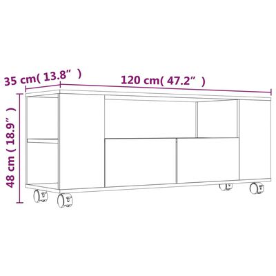 vidaXL betonszürke szerelt fa TV-szekrény 120x35x48 cm