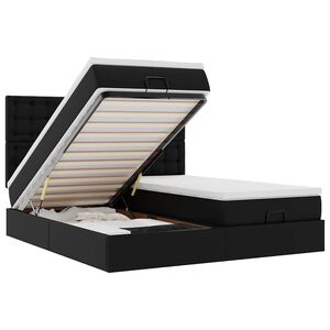 vidaXL Ottom&aacute;n &aacute;gykeret matracokkal Fekete 180x200cm műbőr