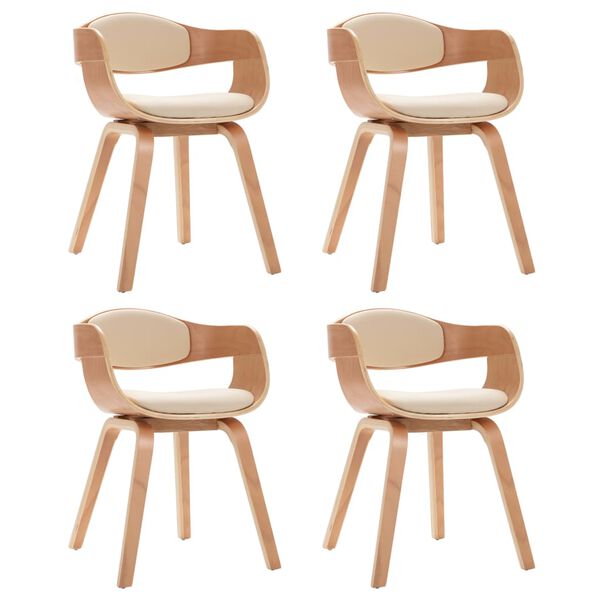 vidaXL 4 db hajlított fa és műbőr étkezőszék