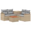 vidaXL Kanap&eacute; Szett 6 db Beige &eacute;s Vil&aacute;gossz&uuml;rke Poli rattan &eacute;s ac&eacute;l