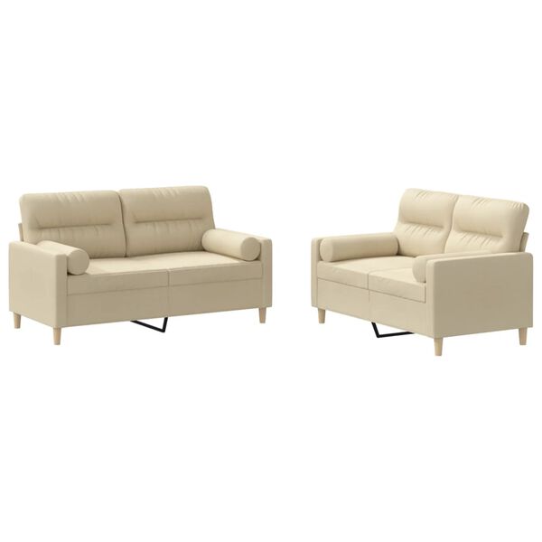 vidaXL 2 részes krémszínű szövet ülőgarnitúra párnákkal