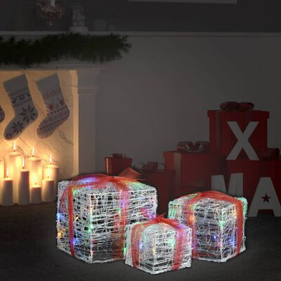 vidaXL 3 darab dekoratív akril színes karácsonyi ajándékdoboz