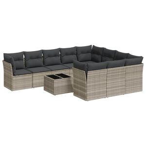 vidaXL 11 r&eacute;szes vil&aacute;gossz&uuml;rke polyrattan kerti &uuml;lőgarnit&uacute;ra p&aacute;rn&aacute;kkal