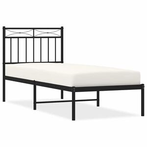 vidaXL fekete f&eacute;m &aacute;gykeret fejt&aacute;ml&aacute;val 75 x 190 cm