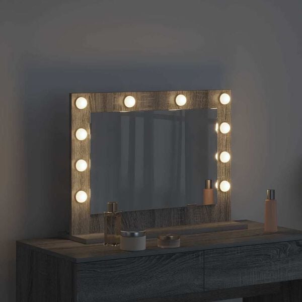 vidaXL Toalett Tükör Szürke Sonoma 60 x 45 x 18 cm Üveg és mérnöki fa