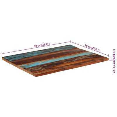 vidaXL négyszögű tömör újrahasznosított fa asztallap 70x90 cm 25-27 mm