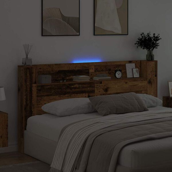 vidaXL Fejt&aacute;mla LED -es l&aacute;mp&aacute;kkal &Ouml;reg fa 200 x 15 x 103,5 cm Faanyag