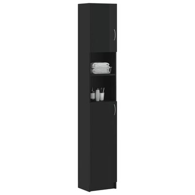 vidaXL magasfényű fekete forgácslap fürdőszobaszekrény 32x25,5x190 cm