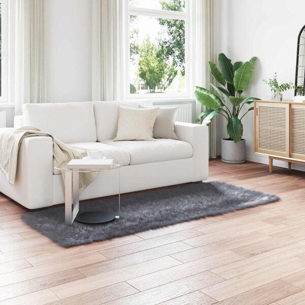 vidaXL Műgyapj&uacute; Szőnyeg Tafalla Antracit 80 x 200 cm Poli&eacute;szter