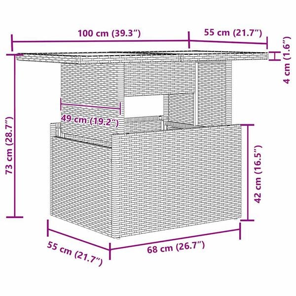 vidaXL Kerti Kanap&eacute; Szett p&aacute;rn&aacute;val t&aacute;rol&oacute;val 5 pcs B&eacute;zs Poli rattan