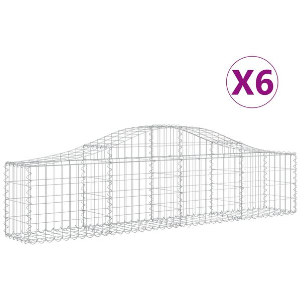 vidaXL 6 db íves horganyzott vas gabion kosár 200x30x40/60 cm