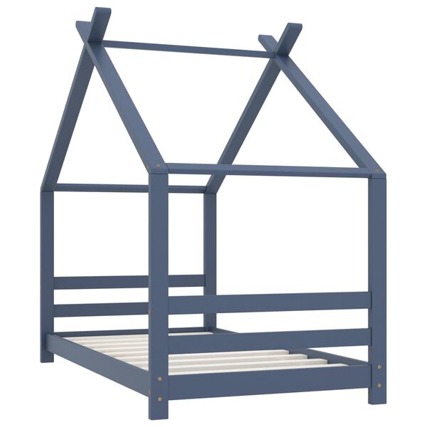 vidaXL szürke tömör fenyőfa gyerekágy-keret 80 x 160 cm