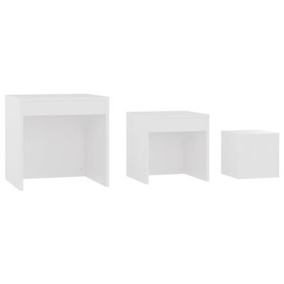vidaXL 3 db fehér rakásolható forgácslap asztal