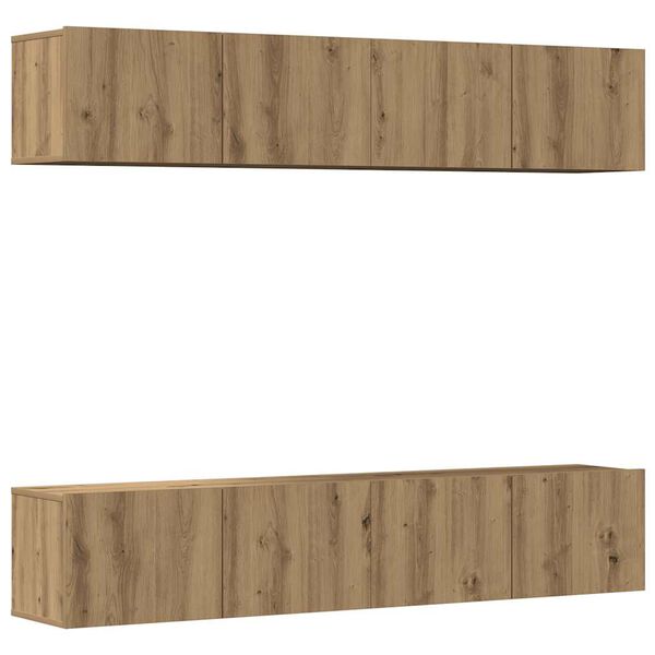 vidaXL fali TV szekr&eacute;nyek 4 db k&eacute;zműves t&ouml;lgy szerelt fa